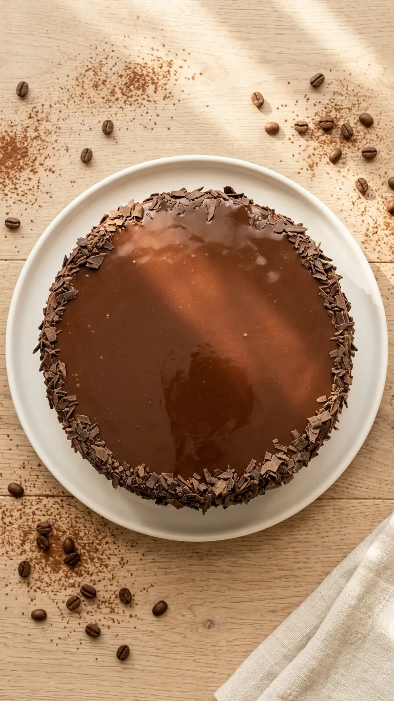 A finished cake in the display case